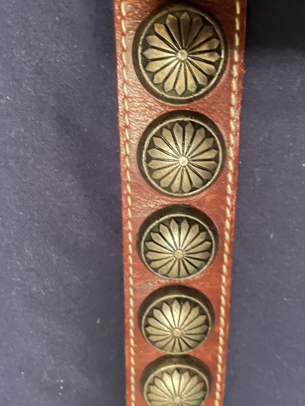 Womens Brown Leather Western Concho Belt - Picture 3 of 4